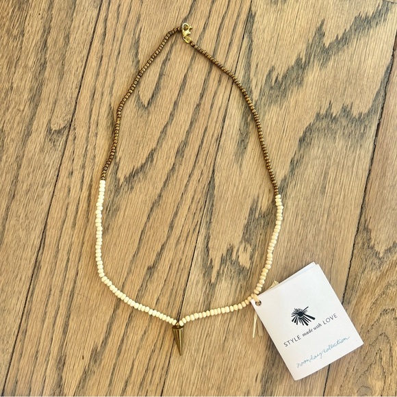 NWT Noonday Collection Navigator Cream and Gold Beaded Necklace - Picture 3 of 8